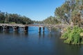 Historic Chinamans Bridge over the Goulburn River near Nagambie in Australia. Royalty Free Stock Photo
