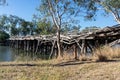 Historic Chinamans Bridge over the Goulburn River near Nagambie in Australia. Royalty Free Stock Photo