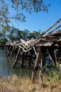 Historic Chinamans Bridge over the Goulburn River near Nagambie in Australia. Royalty Free Stock Photo