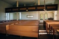 Historic church at Highland Village Museum Iona Cape Breton with Great Bras dOr Lake - oct 2022