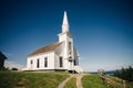 Historic church at Highland Village Museum Iona Cape Breton with Great Bras dOr Lake - oct 2022