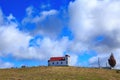 The old Ratana Church in Raetihi, New Zealand, beneath a blue sky Royalty Free Stock Photo