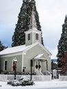 Historic church with snow Royalty Free Stock Photo