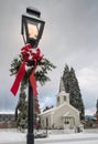 Historic church with snow Royalty Free Stock Photo