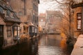 Historic city of Brugge at sunrise, Flanders, Belgium Royalty Free Stock Photo