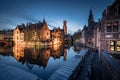 Historic city of Brugge in twilight, Flanders, Belgium Royalty Free Stock Photo