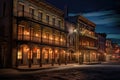 historic city buildings with uplighting Royalty Free Stock Photo