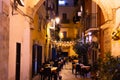 Historic city center of Bari Italy at night