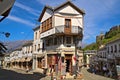 Historic city center of Gjirokastra with souvenir shops and restaurants Royalty Free Stock Photo