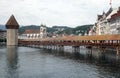 Historic city center of Lucerne with famous Chapel Bridge Royalty Free Stock Photo