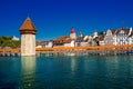 Historic city center of Lucerne with famous Chapel Bridge and lake Lucerne, Switzerland Royalty Free Stock Photo