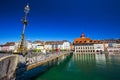 Historic city center of Lucerne with famous Chapel Bridge and lake Lucerne, Switzerland Royalty Free Stock Photo