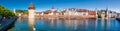 Historic city center of Lucerne with famous Chapel Bridge and lake Lucerne Vierwaldstattersee, Canton of Luzern, Switzerland