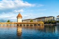 Historic city center of Lucerne with famous Chapel Bridge in Switzerland Royalty Free Stock Photo