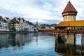 Historic city center of Lucerne with famous Chapel Bridge in Switzerland Royalty Free Stock Photo