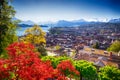 Historic city center of Lucerne and Swiss Alps Royalty Free Stock Photo