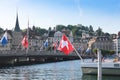 Historic city center of Lucerne. Swiss landmark - May 28, 2017 : Lucerne During the high season of Switzerland, so many tourists Royalty Free Stock Photo