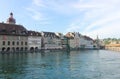 Historic city center of Lucerne. Swiss landmark - May 28, 2017 : Lucerne During the high season of Switzerland, so many tourists Royalty Free Stock Photo