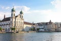 Historic city center of Lucerne. Swiss landmark - May 28, 2017 : Lucerne During the high season of Switzerland, so many tourists Royalty Free Stock Photo