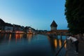 Historic city center of Lucerne. Swiss landmark - May 28, 2017 : Night Lucerne During the high season of Switzerland, so many Royalty Free Stock Photo