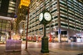 Downtown Houston Clock on Main and Texas Night Royalty Free Stock Photo