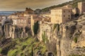 Historic city of Cuenca perched on the cliffs of the Huecar river gorge. Spain Royalty Free Stock Photo