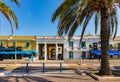 Historic city gate at Quai des Etats Unis avenue, facing Prom des Anglais boulevard along Nice beach on French Riviera in France Royalty Free Stock Photo