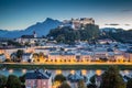 Historic city of Salzburg at dusk, Austria