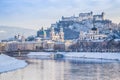 Historic city of Salzburg in winter, Austria Royalty Free Stock Photo