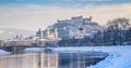 Historic city of Salzburg in winter, Austria Royalty Free Stock Photo