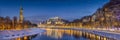 Historic city of Salzburg in winter at dusk, Salzburger Land, Austria Royalty Free Stock Photo