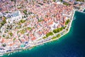 Historic city of Sibenik waterfront aerial panoramic view Royalty Free Stock Photo