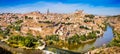 Historic city of Toledo with river Tajo in Castile-La Mancha, Spain