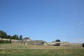 Historic city walls around the moat and fortifications to the citadel of Blaye, Gironde, Nouvelle- Aquitaine, France.