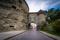 Historic city walls in the Old Town, Tallinn, Estonia. Royalty Free Stock Photo