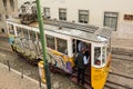 Historic classic yellow tram of Lisbon