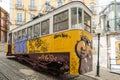 Historic classic yellow tram of Lisbon