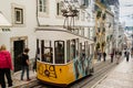 Historic classic yellow tram of Lisbon