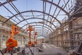 The historic classicistic train station is under renovation by ongoing operation in Wiesbaden