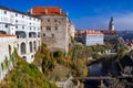 Cloak Bridge Plastovy Most And Castle In The City Of Cesky Krumlov In The Czech Republic