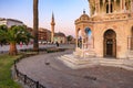 Historic clock tower at dusk in konak square. August 4, 2025, Izmir Turkey Royalty Free Stock Photo