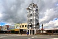 Historic clock tower of Stratford near volcano Taranaki, New Zealand.