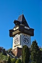 Historic clocktower of Graz, the town`s landmark