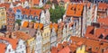 Historic colorful facades at the Long Market square in Gdansk