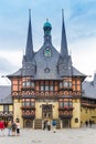 Historic colorful town hall on the market square of Wernigerode