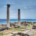 Historic columns in Tharros, Royalty Free Stock Photo