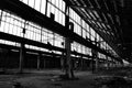 Old ruined industrial factory hall CKD with windows
