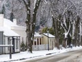 Historic cottages in snow, Arrowtown, New Zealand Royalty Free Stock Photo