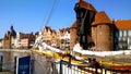 Historic crane in Gdansk on the Motlawa river, old town Gdansk Poland