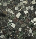 Historic darked tones multicolored Mosaic floor closed up